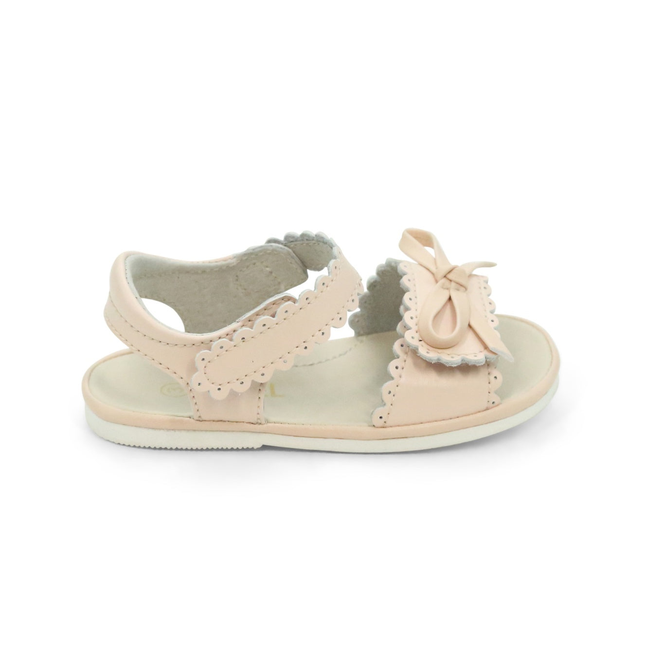 Amelie Pale Pink Baby Girl's Leather Scalloped Open Toe Sandal (Baby) - L'Amour Shoes