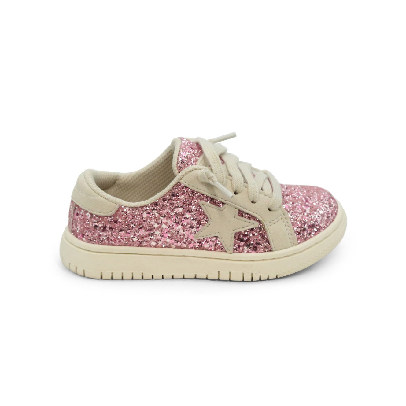 L'Amour Shoes Toddler Girls Kinley Pink Glitter Star Sneaker