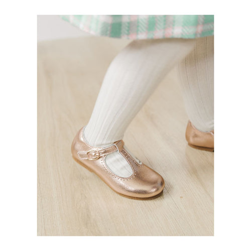 Toddler Girl's Holiday Rosegold T-Bar Flat - Eleanor - L'Amour Shoes