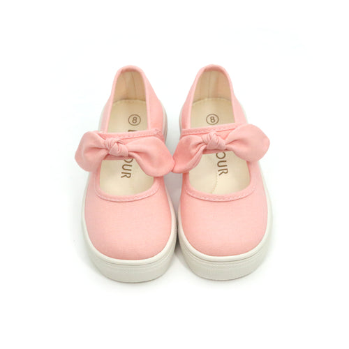 Zoe Pink  Knotted Bow Canvas Mary Janes