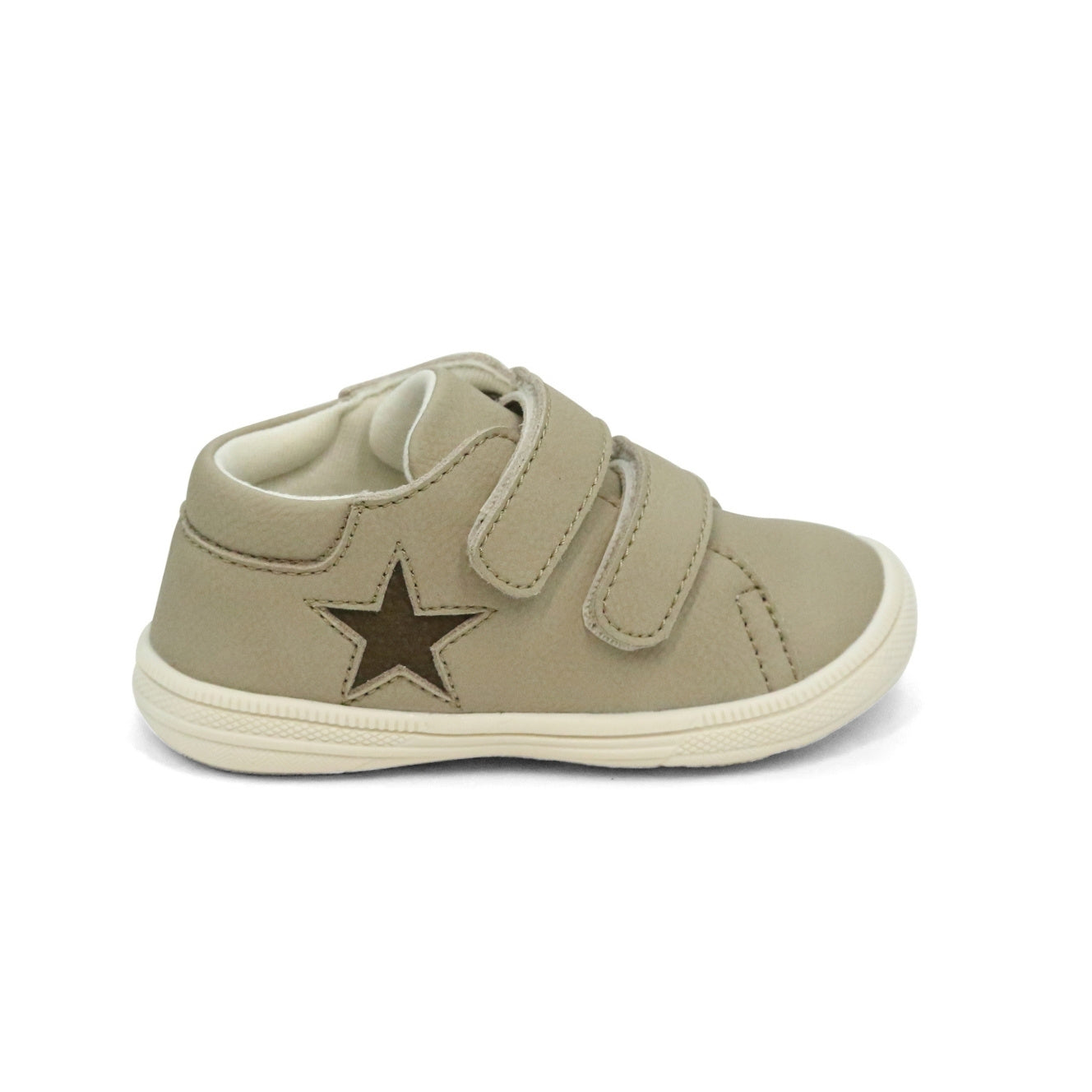 L'Amour Shoes Baby Boys Leo Stone Leather Star Sneaker - Playground Friendly