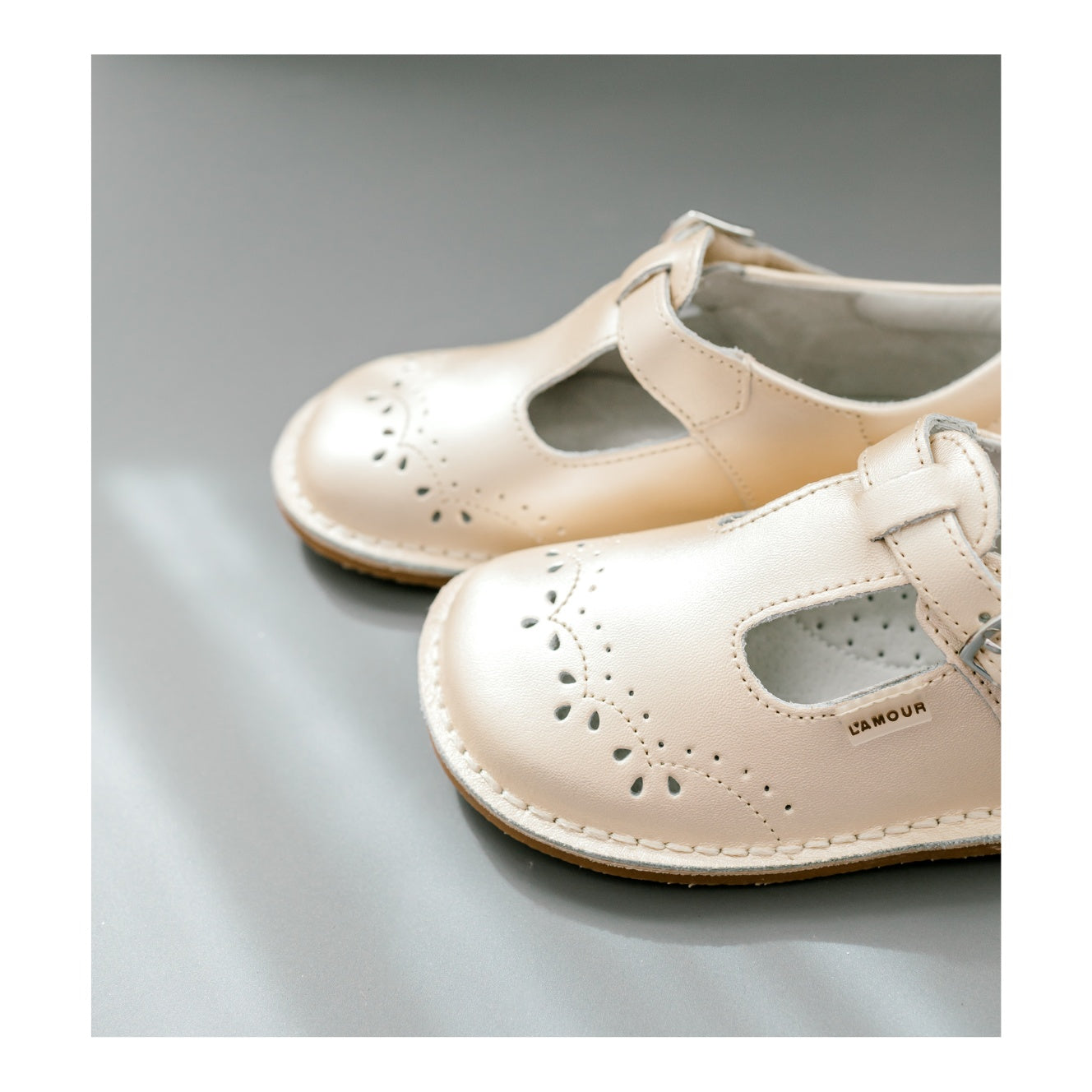 Toddler Girl's Leather Shoes - Ruthie Champagne T-Strap Stitch Down Mary Jane - lamourshoes.com