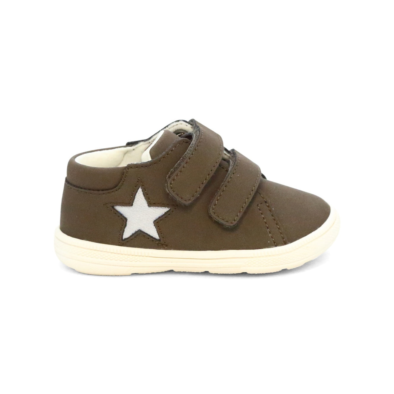 L'Amour Shoes Baby Boys Leo Khaki Leather Star Sneaker - Playground Friendly