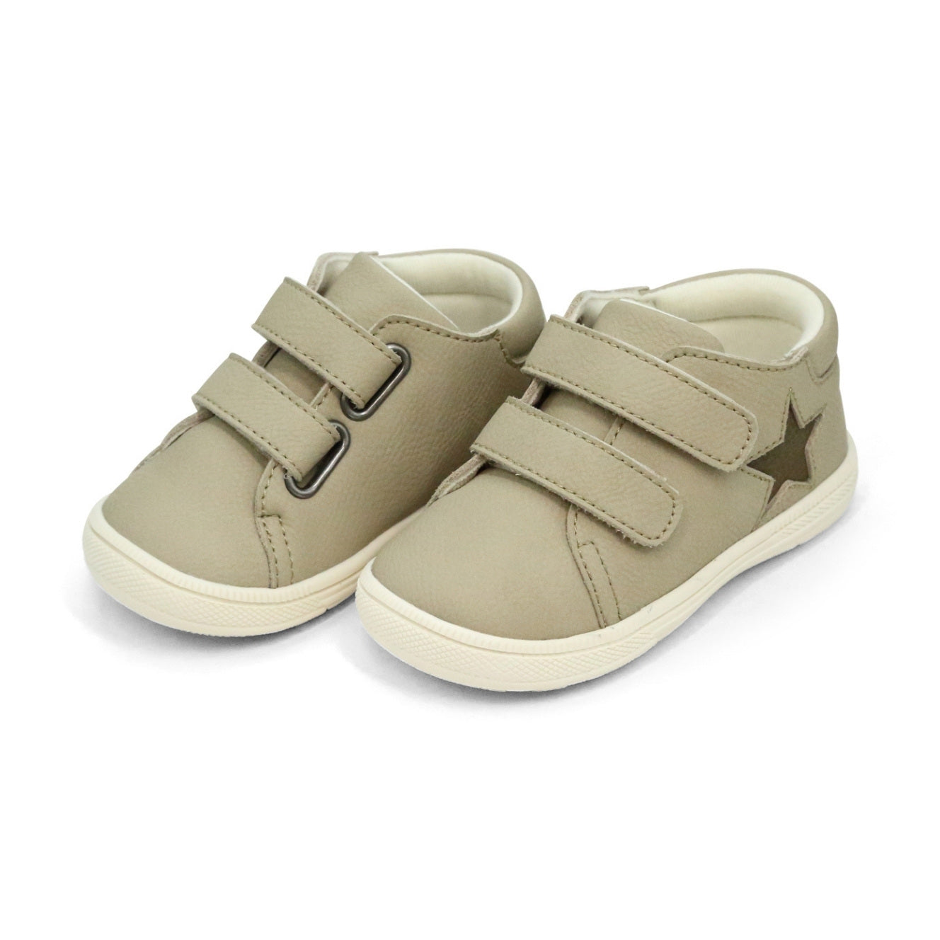 L'Amour Shoes Baby Boys Leo Stone Leather Star Sneaker - Playground Friendly