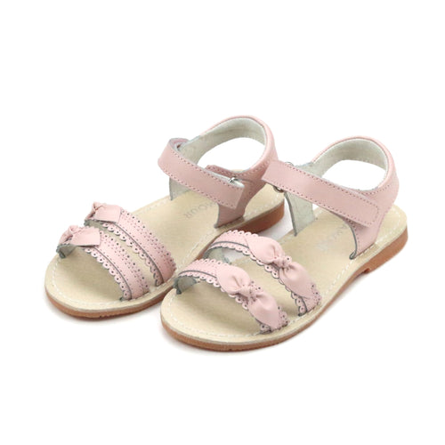 Josie Scalloped Toddler Girl's Pink Leather Sandal - Lamourshoes.com