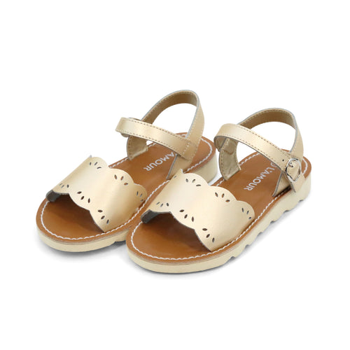 Ella Champagne Open Toe Wedge toddler girl's sandal - L'Amour shoes