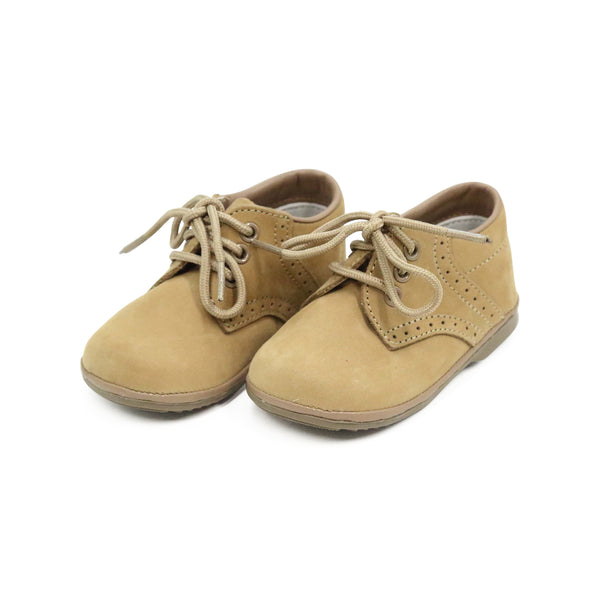 Angel Baby Shoes - L'Amour Shoes - James Boy's Nubuck Khaki Leather Lace Up Shoe (Baby)