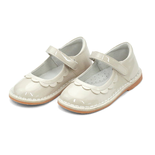 Violette Patent Cream Scalloped Petal Mary Jane - Toddler Girls Classic Shoes - L'amour Shoes