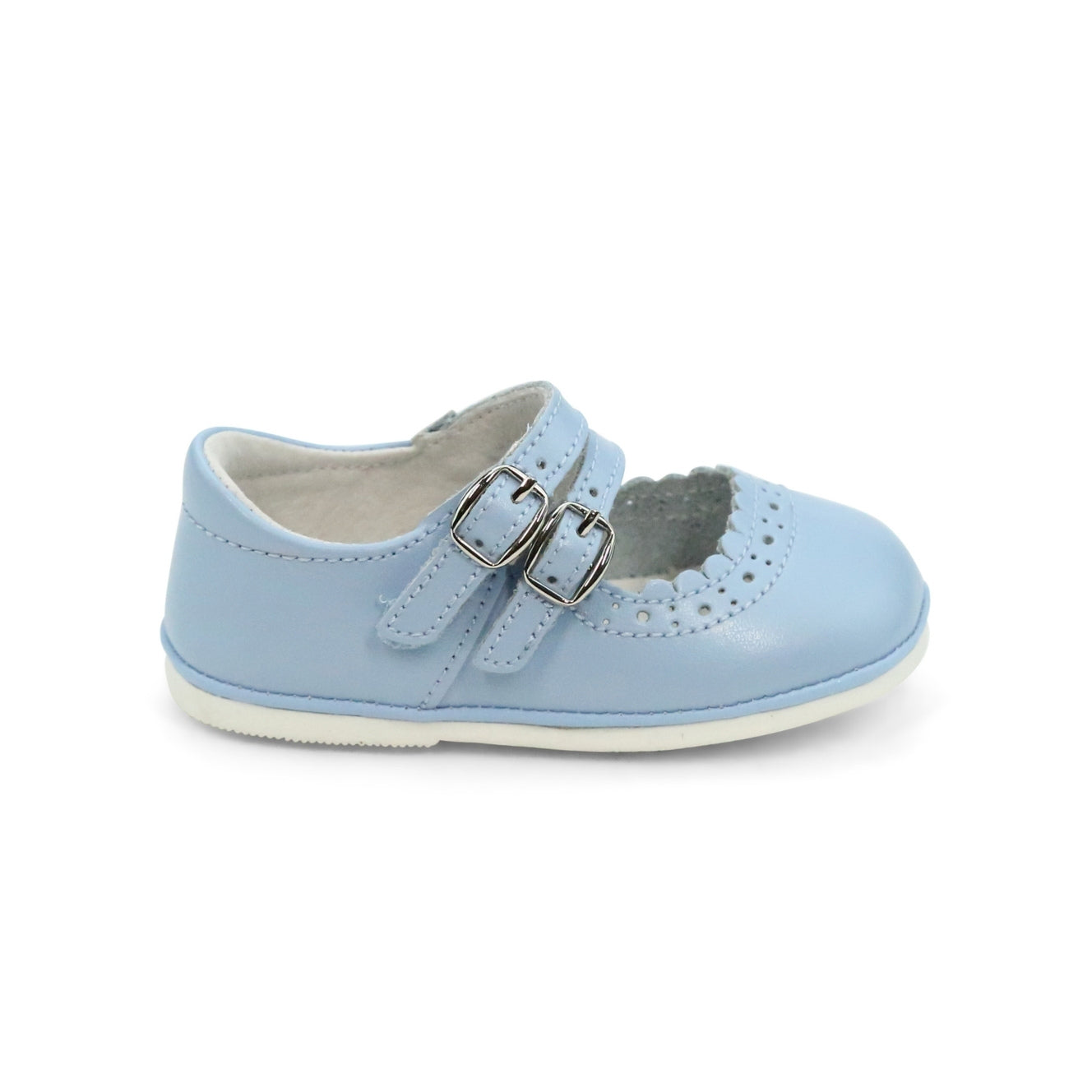 Elise Baby Girl's Bluebell Blue Leather Mary Jane - Angel Baby Shoes - L'Amour