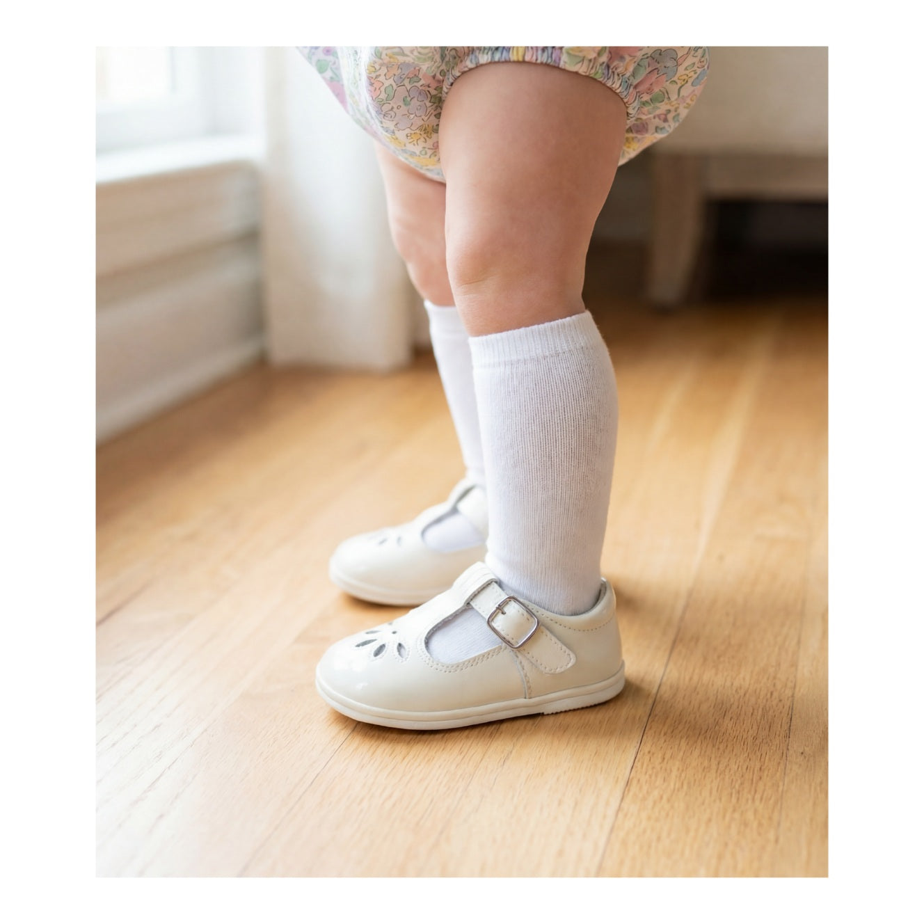 Angel Baby Bridget T-Strap Mary Jane Dressy First Walker - Patent Ivory - L'Amour Shoes
