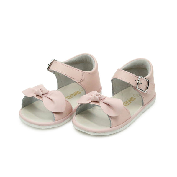 Angel Baby Girls Jolie Open Toe Bow Champagne Gold Leather Sandal (Baby) - First Walker - L'Amour