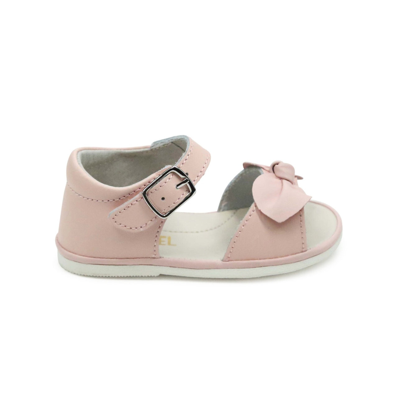 Angel Baby Girls Jolie Open Toe Bow Pink Leather Sandal (Baby) - First Walker - L'Amour