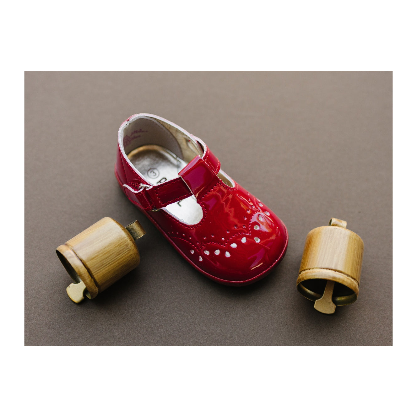 Baby Girl's Patent Red T-Strap Stitched Mary Jane First Walker  - Angel Baby Shoes - Birdie