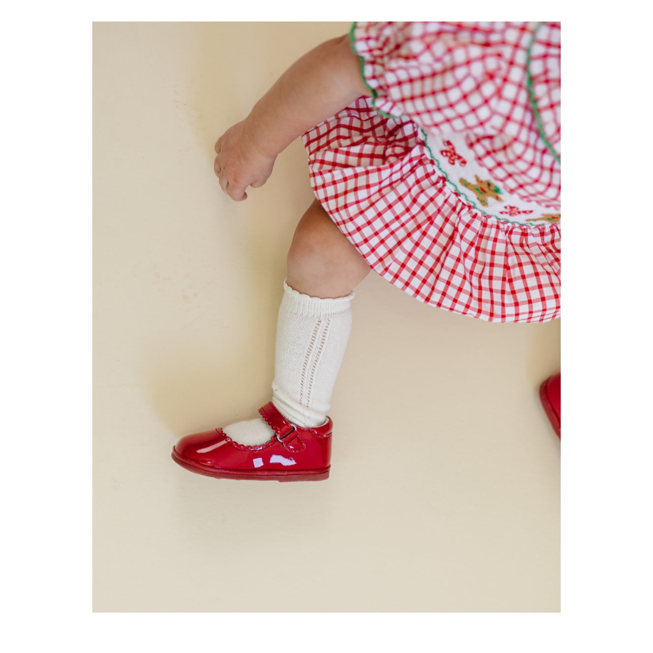 Baby Girl's Cara Patent Red Scalloped Mary Jane First Walker - Angel Baby Shoes