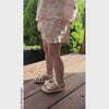 Leigh Knotted Bow Sandal - L'Amour Shoes - Girls Toddler Wedge Sandal Champagne