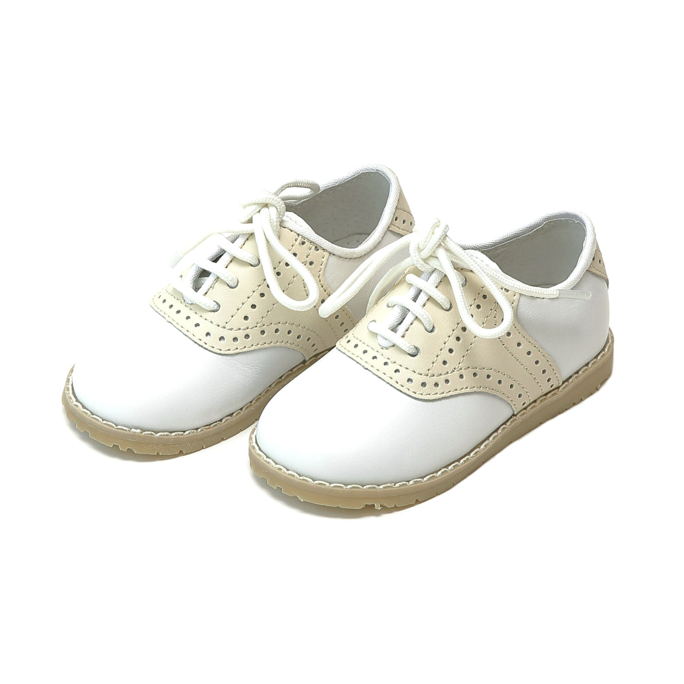 L'Amour Boys Luke Beige Two Tone Leather Saddle Shoe – L'Amour Shoes