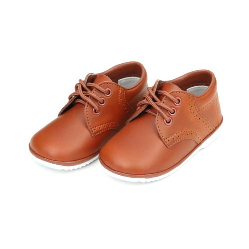 James Cognac Leather Lace Up Shoe (Baby) - Angel Baby Shoes - Baby Boy Shoes - Baby Boy Dress Shoe