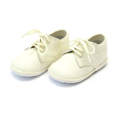 James Ecru Leather Lace Up Shoe (Baby) - Angel Baby Shoes