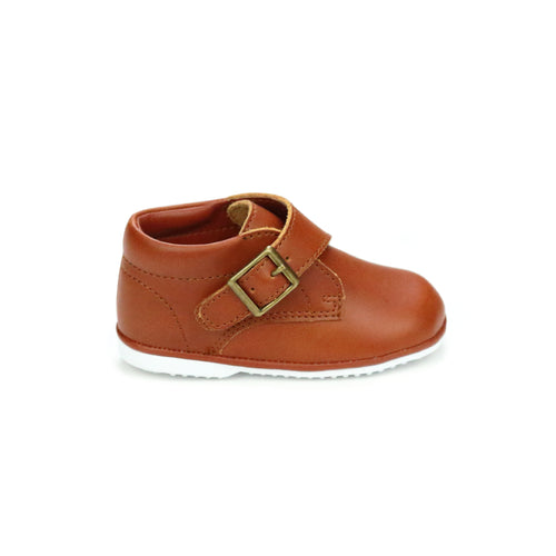 Baby Boy's Finch Cognac Velcro Boot With Buckle Accent - Angel Baby Shoes - www.lamourshoes.com