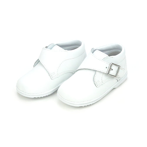 Baby Boy's Finch White Velcro Boot With Buckle Accent - Angel Baby Shoes - www.lamourshoes.com