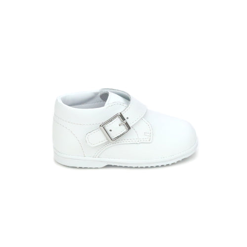 Baby Boy's Finch White Velcro Boot With Buckle Accent - Angel Baby Shoes - www.lamourshoes.com