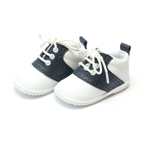 Angel Baby Boy's Austin Navy Leather Saddle Oxford Shoe (Baby) - Lamourshoes.com