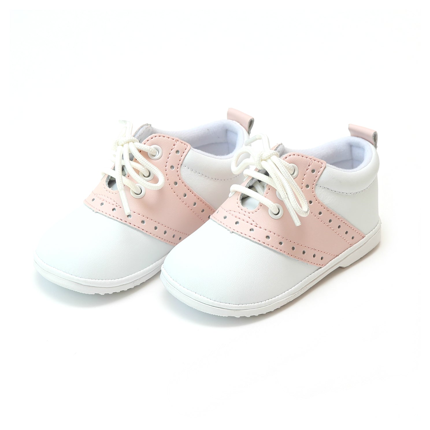 Angel Baby Girls Addie Pink Leather Oxford Shoe –