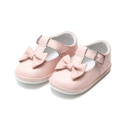 Minnie Bow Pink Leather Mary Jane (Baby) - Angel Baby Shoes
