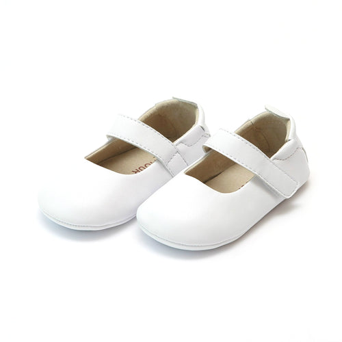 L'Amour Girls Charlotte White Leather Crib Mary Jane (Infant) - lamourshoes.com