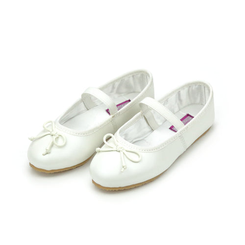 Toddler Girl's Ballet Flats - Alia Pearl White Ballet Flats - L'Amour Shoes