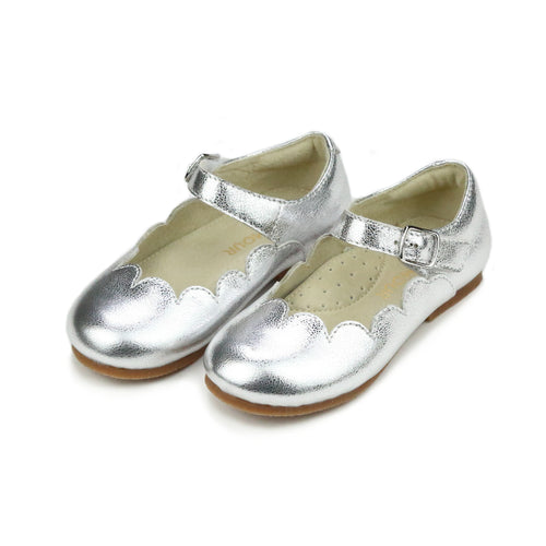 Toddler Girl's Silver Flat - Sonia Scalloped Mary Jane - L'Amour Shoes