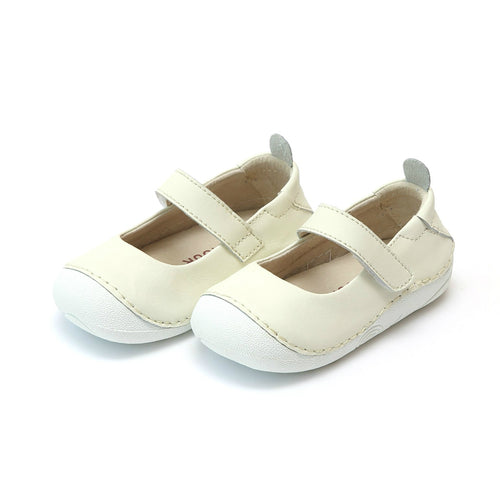 L'Amour Toddler Girls Emily Cream Leather Classic Sporty Mary Jane