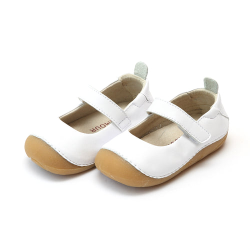 L'Amour Toddler Girls Emily White Leather Classic Sporty Mary Jane