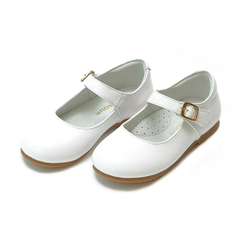 Rebecca Special Occasion White Leather Flat - L'Amour Shoes