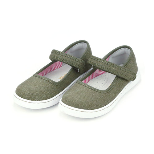 Toddler Girl's Green Canvas Shoes - Jenna Mary Jane - L'Amour Shoes