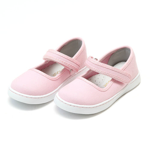 Girl's Pink Canvas Mary Jane - Back to School / Playground Shoe - L'Amour  Shoes