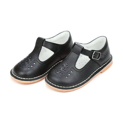 Toddler Girl's Black T-Strap Flat - School Shoe -Kaia Vintage Inspired Mary Jane