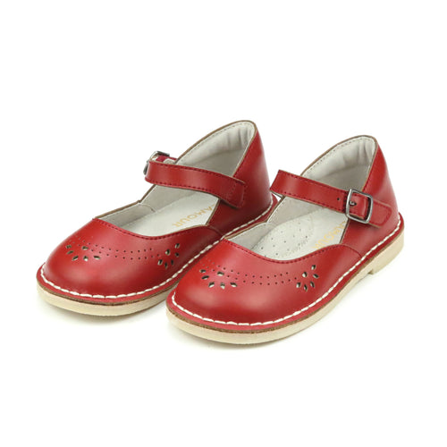 Antonia Back to School Toddler Girls' Red Mary Jane Flat - L'Amour Shoes