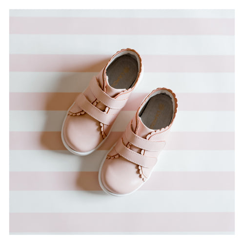 Caroline Pink Scalloped Sneaker - Dressy Girl's Sneaker - L'Amour Shoes