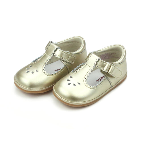 Baby Girl's Gold T-Strap Mary Jane - Dottie - Angel Baby Shoes