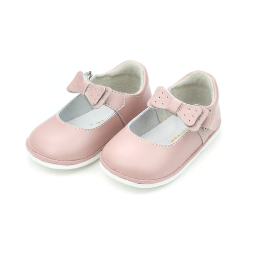 Baby Pink Girls Velcro Flat Mary Jane - Ava -  L'Amour Shoes