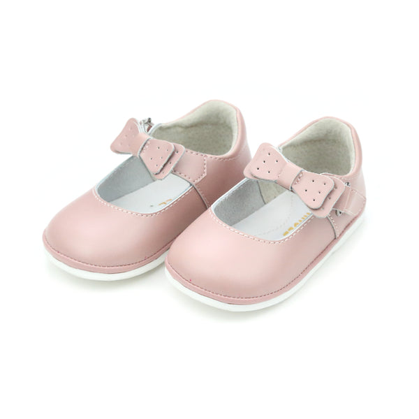 Baby Dusty Pink Girls Velcro Flat Mary Jane - Ava -  L'Amour Shoes