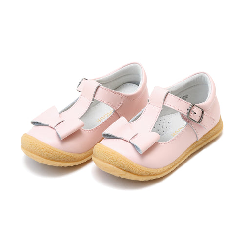 L'Amour Girls Emma Pink Bow T-Strap Mary Jane - Lamourshoes.com