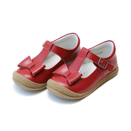 Emma Classic Red Bow T-Strap Mary Jane - L'Amour Shoes