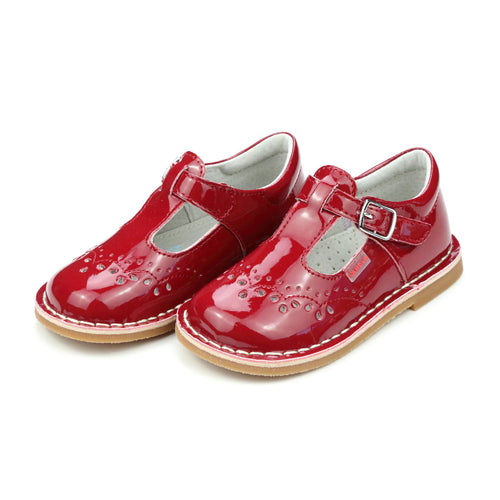 Toddler Girl's Red Shoes - Ruthie Patent Red T-Strap Stitch Down Mary Jane - lamourshoes.com