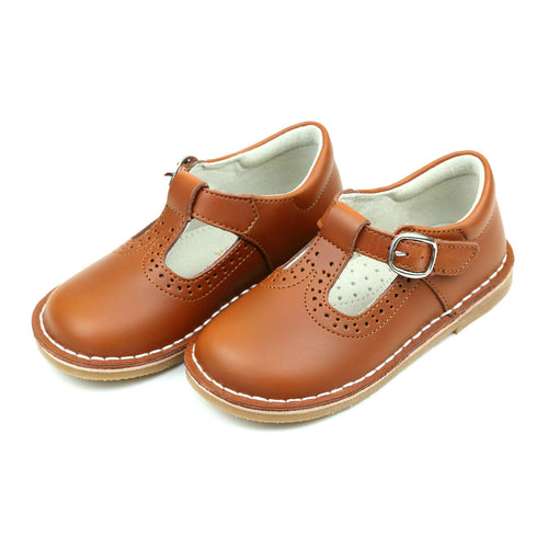 Toddler Girl's Brown T-Strap School Shoe - Frances Mary Jane - L'Amour Shoes
