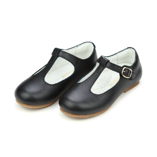 Toddler Girl's Black T-Bar Flat - L'Amour Shoes - Eleanor Dressy Flat