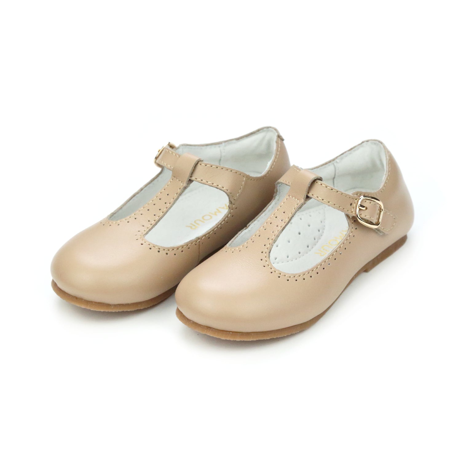 L'Amour Shoes Classic Toddler Girls Eleanor T-Bar Leather Flat