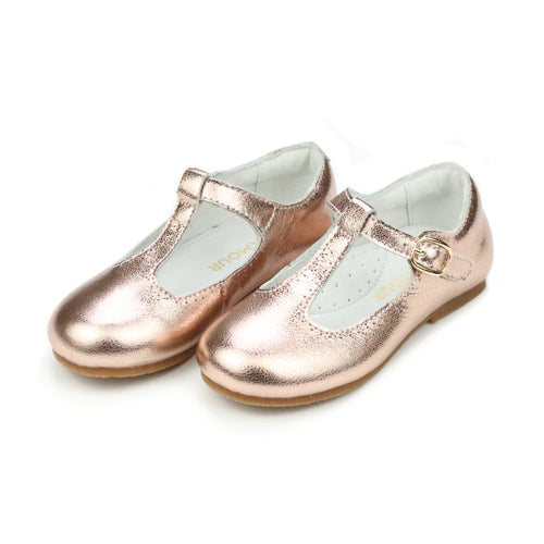Toddler Girl's Rosegold T-Bar Mary Jane - L'Amour Shoes - Eleanor Dressy Flat