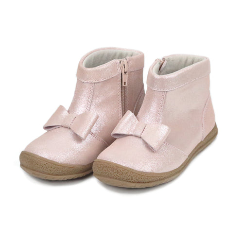 Toddler Girl's Bow Pink Leather Boot - Hilary - L'Amour Shoes